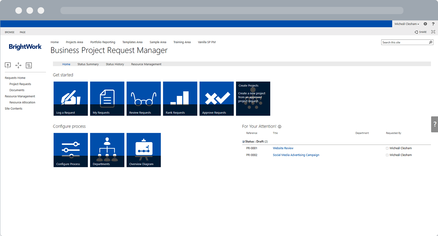 BrightWork Project Request Management SharePoint